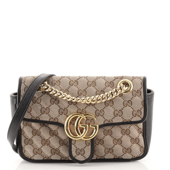Gucci GG Marmont Flap Bag Diagonal Quilted GG Canvas Mini
