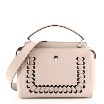 Fendi DotCom Convertible Satchel Whipstitch Leather Medium
