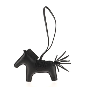 Hermes So Black GriGri Rodeo Touch Bag Charm Leather with Alligator MM