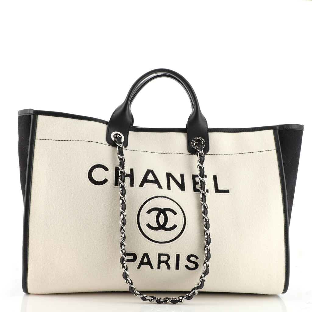 Chanel Deauville Tote Wool Felt Large Black 1030193