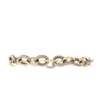 David Yurman Oval Link Bracelet Sterling Silver and 18K Yellow Gold Plated 12mm