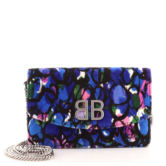 Balenciaga BB Chain Wallet Quilted Printed Velvet