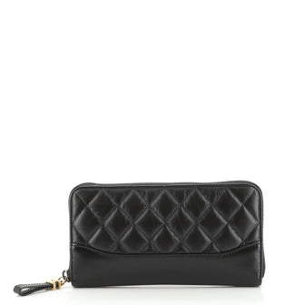 Chanel Gabrielle Zip Around Wallet Quilted Aged Calfskin Long
