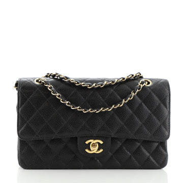 Chanel Vintage Classic Double Flap Bag Quilted Caviar Medium