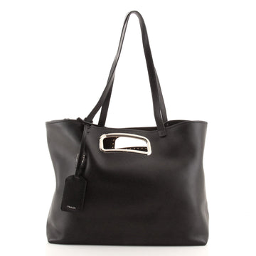 Prada Cut-Out Handle Tote City Calfskin Medium