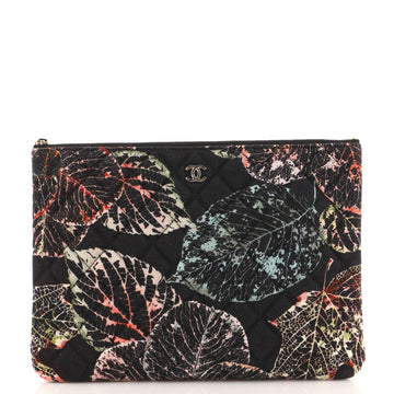 Chanel O Case Clutch Quilted Printed Cotton Medium
