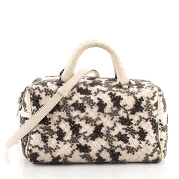 Bottega Veneta In Mist Convertible Boston Bag Embroidered Intrecciato Nappa Small