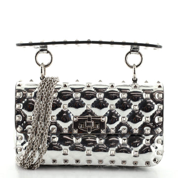 Valentino Rockstud Spike Flap Bag Quilted Patent Small