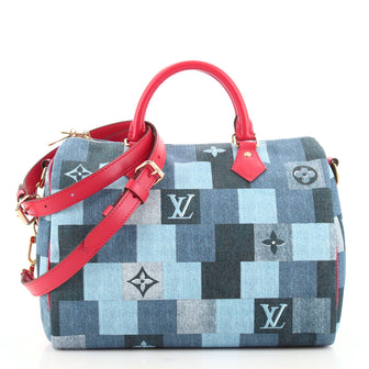 Louis Vuitton Speedy Bandouliere Bag Damier and Monogram Patchwork Denim 30
