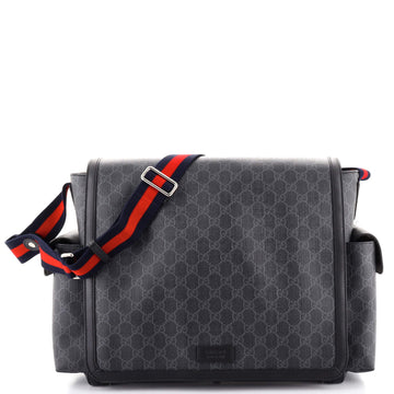 Gucci Web Strap Diaper Bag GG Coated Canvas
