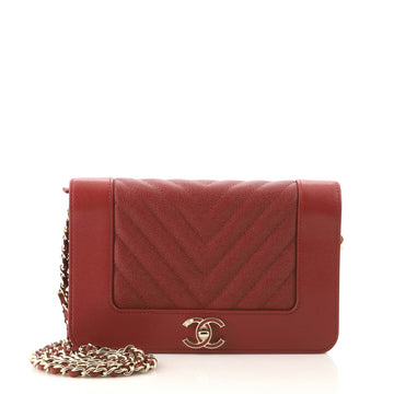 Chanel Mademoiselle Vintage Wallet on Chain Chevron Caviar