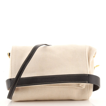 Bottega Veneta Fold Over Crossbody Bag Canvas with Leather
