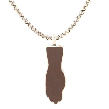 Bottega Veneta Hand Motif Pendant Necklace Metal with Leather