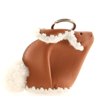 Loewe Bunny Coin Purse Bag Charm Leather and Shearling