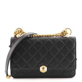 Chanel Pearl CC Wallet on Chain Quilted Grained Calfskin