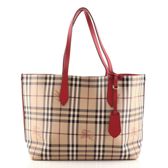 Burberry Reversible Tote Haymarket Coated Canvas and Leather Medium