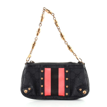 Gucci Bamboo Web Clutch GG Canvas and Leather