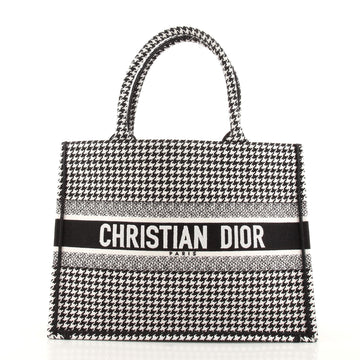 Christian Dior Book Tote Houndstooth Canvas Small