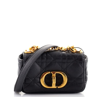 Christian Dior Caro Bag Cannage Quilt Calfskin Micro