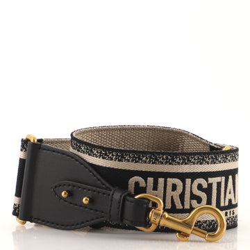 Christian Dior Logo Shoulder Strap Embroidered Canvas