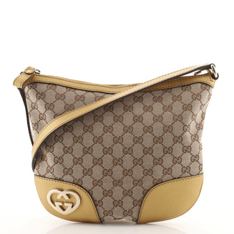 Gucci Lovely Hearts Interlocking G Crossbody Bag GG Canvas with Leather