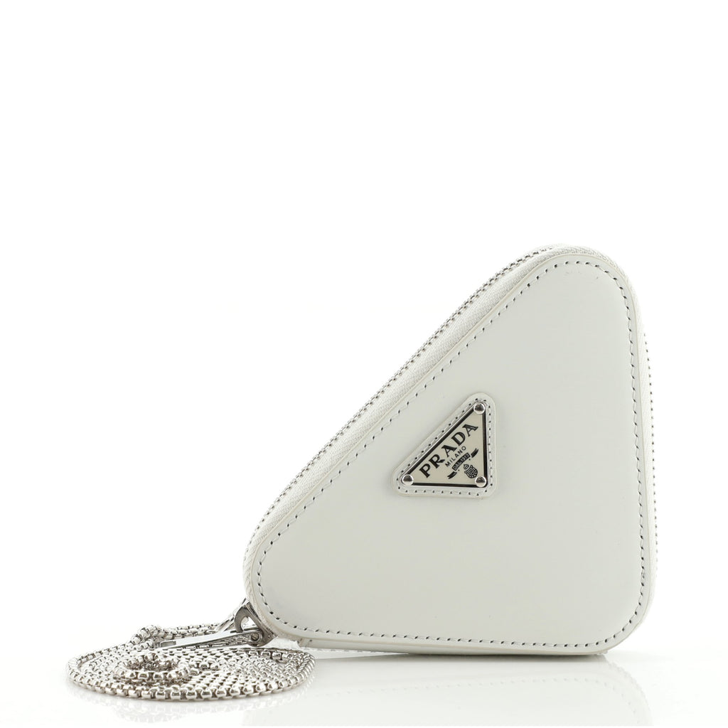 Prada Brushed-leather Triangle Mini-Pouch