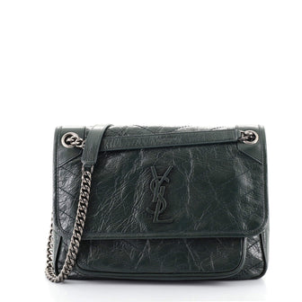 Saint Laurent Niki Chain Flap Bag Matelasse Chevron Leather Medium