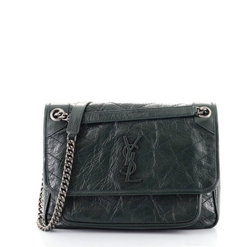 Saint Laurent Niki Chain Flap Bag Matelasse Chevron Leather Medium