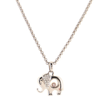 Chopard Happy Elephant Pendant Necklace 18K White Gold with Diamonds