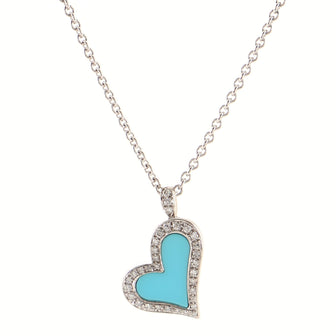 Piaget Limelight Hearts Pendant Necklace 18K White Gold with Diamonds and Turquoise