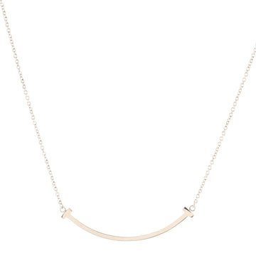 Tiffany & Co. T Smile Pendant Necklace 18K White Gold Small