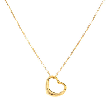 Tiffany & Co. Elsa Peretti Open Heart Pendant Necklace 18K Yellow Gold 16mm