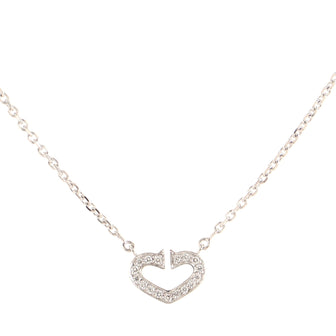 Cartier C Heart de Cartier Pendant Necklace 18K White Gold with Pave Diamonds