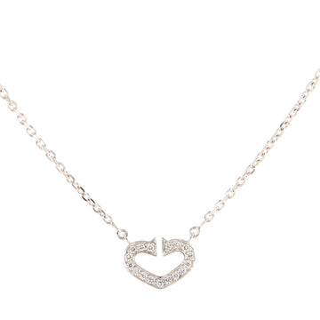 Cartier C Heart de Cartier Pendant Necklace 18K White Gold with Pave Diamonds