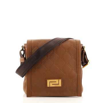 Versace Flap Messenger Bag Embossed Leather Small