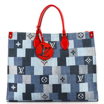 Louis Vuitton OnTheGo Tote Damier and Monogram Patchwork Denim GM