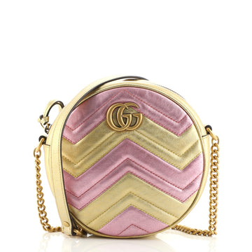 Gucci GG Marmont Round Shoulder Bag Matelasse Leather Mini
