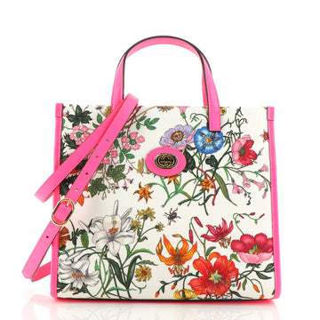 Gucci Convertible Open Tote Flora Canvas Small