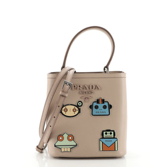 Prada Panier Bucket Bag Pin Embellished Saffiano Leather