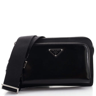 Prada Front Pocket Crossbody Bag Tessuto and Leather Small