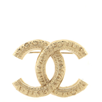 Chanel Engraved Letters CC Brooch Metal