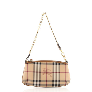 Burberry Clara Chain Pochette Haymarket Coated Canvas