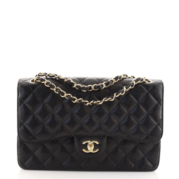 Chanel Classic Double Flap Bag Quilted Caviar Jumbo