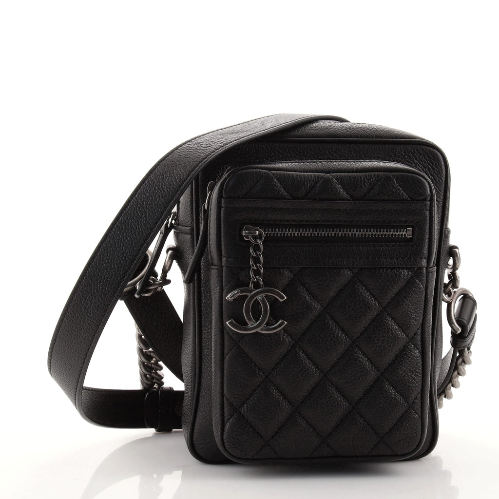 Chanel Casual Rock Camera Bag Quilted Goatskin Black 1032481