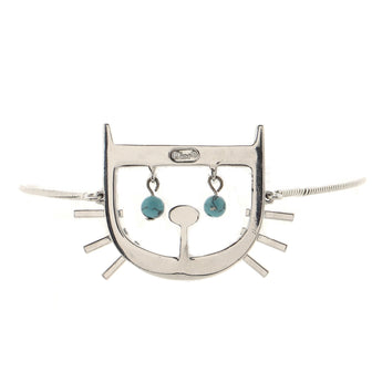 Christian Dior Cat Motif Bracelet Metal with Turquoise Beads