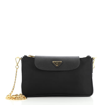 Prada Chain Crossbody Bag Tessuto and Saffiano Leather Small
