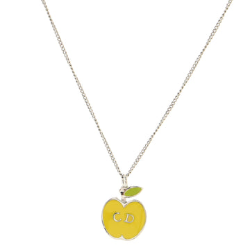 Christian Dior Vintage Apple Motif Pendant Necklace Metal and Enamel