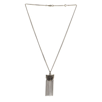 Gucci Garden Cat Fringe Pendant Necklace Sterling Silver