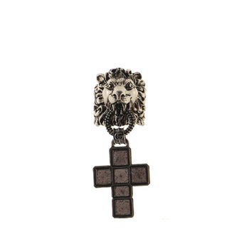 Gucci Lion Head Crucifix Ring Metal with Enamel