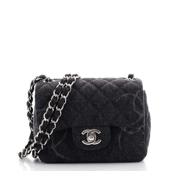 Chanel Square Classic Single Flap Bag Quilted CC Printed Denim